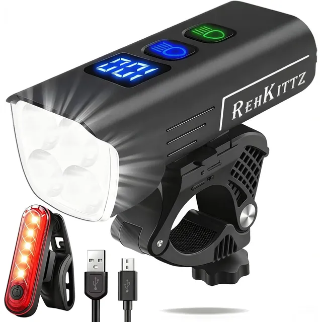 REHKITTZ Dual-Beam Bike Light Set – Front + rear set