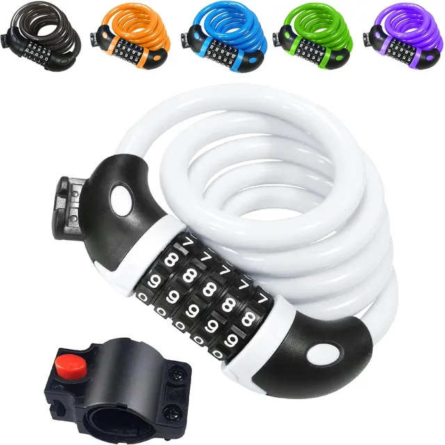 REHKITTZ 5-Digit Combination Cable Lock – White