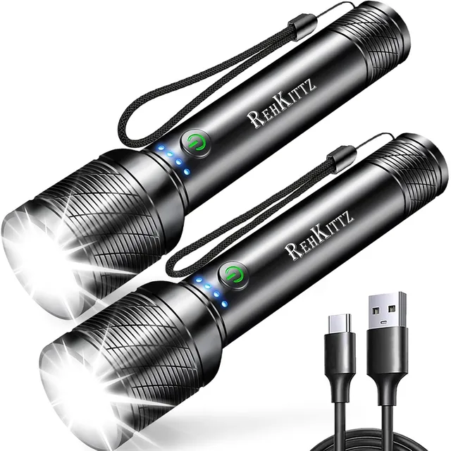 REHKITTZ S3000 Rechargeable Zoom Torch – 2-pack
