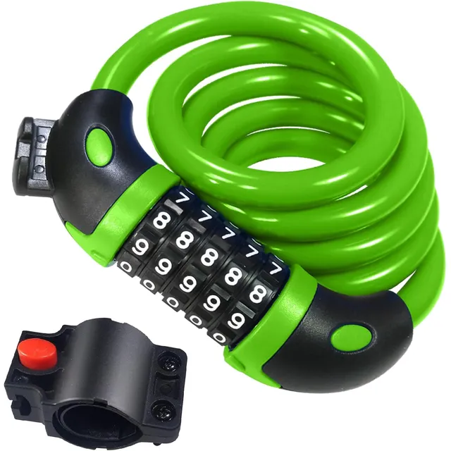 REHKITTZ Candado de cable con combinación de 5 dígitos – Verde