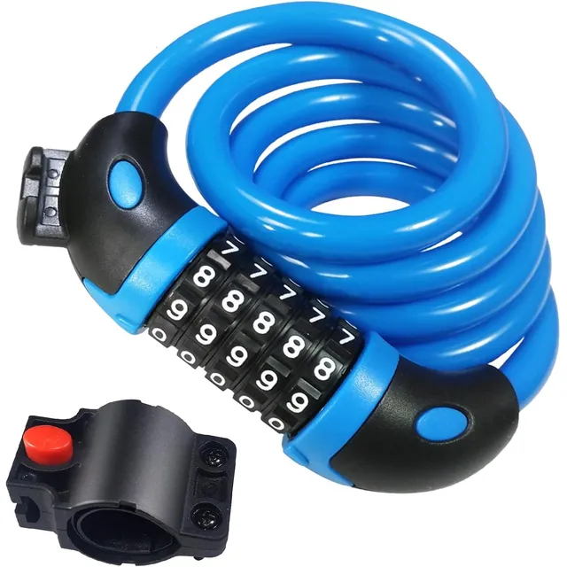 REHKITTZ Candado de cable con combinación de 5 dígitos – Azul