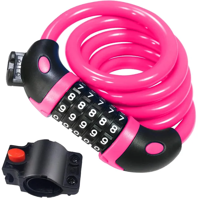 REHKITTZ Candado de cable con combinación de 5 dígitos – Rosa