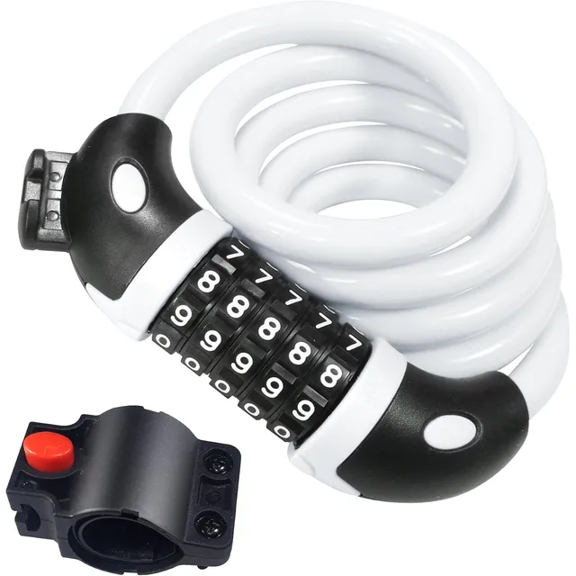 REHKITTZ Candado de cable con combinación de 5 dígitos – Blanco